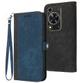 For Huawei Enjoy 70 Side Buckle Double Fold Hand Strap Leather Phone Case(Royal Blue)