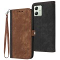 For Motorola Moto G54 Global Side Buckle Double Fold Hand Strap Leather Phone Case(Brown)