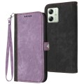 For Motorola Moto G54 Global Side Buckle Double Fold Hand Strap Leather Phone Case(Purple)