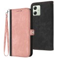For Motorola Moto G54 Global Side Buckle Double Fold Hand Strap Leather Phone Case(Pink)
