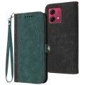 For Motorola Moto G84 5G Side Buckle Double Fold Hand Strap Leather Phone Case(Dark Green)
