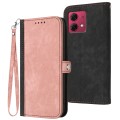 For Motorola Moto G84 5G Side Buckle Double Fold Hand Strap Leather Phone Case(Pink)