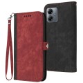 For Motorola Moto G14 Side Buckle Double Fold Hand Strap Leather Phone Case(Red)