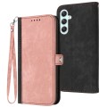 For Samsung Galaxy A35 Side Buckle Double Fold Hand Strap Leather Phone Case(Pink)