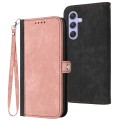 For Samsung Galaxy A55 Side Buckle Double Fold Hand Strap Leather Phone Case(Pink)