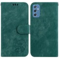 For Samsung Galaxy M52 5G Little Tiger Embossed Leather Phone Case(Green)