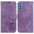 For Samsung Galaxy M52 5G Little Tiger Embossed Leather Phone Case(Purple)
