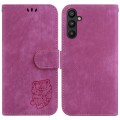 For Samsung Galaxy A54 5G Little Tiger Embossed Leather Phone Case(Rose Red)