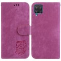 For Samsung Galaxy F22 4G Little Tiger Embossed Leather Phone Case(Rose Red)