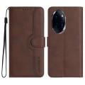 For Honor 100 Pro Heart Pattern Skin Feel Leather Phone Case(Brown)