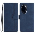For Honor 100 Pro Heart Pattern Skin Feel Leather Phone Case(Royal Blue)