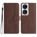 For Honor X7b Heart Pattern Skin Feel Leather Phone Case(Brown)