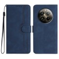 For Realme 12+ 5G Global Heart Pattern Skin Feel Leather Phone Case(Royal Blue)