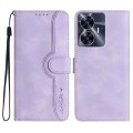 For Realme C55 4G Global/Narzo N55 Heart Pattern Skin Feel Leather Phone Case(Purple)