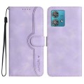For Motorola Edge 40 Neo 5G Heart Pattern Skin Feel Leather Phone Case(Purple)