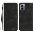 For Motorola Moto G14 Heart Pattern Skin Feel Leather Phone Case(Black)