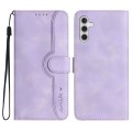 For Samsung Galaxy M34 Heart Pattern Skin Feel Leather Phone Case(Purple)