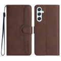 For Samsung Galaxy A35 Heart Pattern Skin Feel Leather Phone Case(Brown)