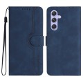 For Samsung Galaxy A55 Heart Pattern Skin Feel Leather Phone Case(Royal Blue)