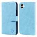 For Samsung Galaxy A04 Skin Feeling Oil Leather Texture PU + TPU Phone Case(Light Blue)