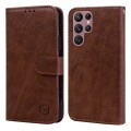 For Samsung Galaxy S22 Ultra Skin Feeling Oil Leather Texture PU + TPU Phone Case(Brown)