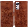 For Xiaomi 12 Lite Lily Embossed Leather Phone Case(Brown)