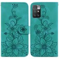 For Xiaomi Redmi 10 / 10 Prime Lily Embossed Leather Phone Case(Green)