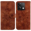 For Xiaomi Redmi Note 13 5G Lily Embossed Leather Phone Case(Brown)