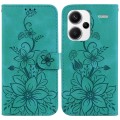 For Xiaomi Redmi Note 13 Pro+ 5G Lily Embossed Leather Phone Case(Green)