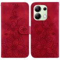 For Xiaomi Redmi Note 13 4G Global Lily Embossed Leather Phone Case(Red)