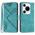 For Huawei Pura 70 Pro/70 Pro+ Line Pattern Skin Feel Leather Phone Case(Light Blue)