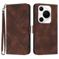 For Huawei Pura 70 Pro/70 Pro+ Line Pattern Skin Feel Leather Phone Case(Coffee)