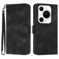 For Huawei Pura 70 Pro/70 Pro+ Line Pattern Skin Feel Leather Phone Case(Black)