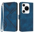 For Huawei Pura 70 Pro/70 Pro+ Line Pattern Skin Feel Leather Phone Case(Royal Blue)