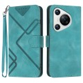 For Huawei Pura 70 Line Pattern Skin Feel Leather Phone Case(Light Blue)