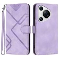For Huawei Pura 70 Line Pattern Skin Feel Leather Phone Case(Light Purple)