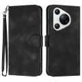 For Huawei Pura 70 Line Pattern Skin Feel Leather Phone Case(Black)