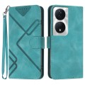 For Honor X7b Line Pattern Skin Feel Leather Phone Case(Light Blue)