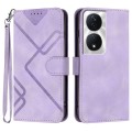 For Honor X7b Line Pattern Skin Feel Leather Phone Case(Light Purple)