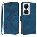 For Honor X7b Line Pattern Skin Feel Leather Phone Case(Royal Blue)