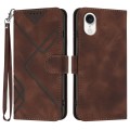 For iPhone SE 2024 Line Pattern Skin Feel Leather Phone Case(Coffee)