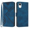 For iPhone SE 2024 Line Pattern Skin Feel Leather Phone Case(Royal Blue)