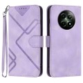 For Realme 12 5G Global Line Pattern Skin Feel Leather Phone Case(Light Purple)