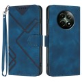 For Realme 12 5G Global Line Pattern Skin Feel Leather Phone Case(Royal Blue)