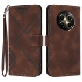 For Realme 12 Pro 5G Global/12 Pro+ 5G Global Line Pattern Skin Feel Leather Phone Case(Coffee)