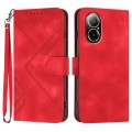 For Realme C67 4G Global Line Pattern Skin Feel Leather Phone Case(Red)