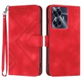 For Realme C55 4G Global/Narzo N55 Line Pattern Skin Feel Leather Phone Case(Red)