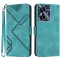 For Realme C55 4G Global/Narzo N55 Line Pattern Skin Feel Leather Phone Case(Light Blue)