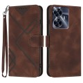 For Realme C55 4G Global/Narzo N55 Line Pattern Skin Feel Leather Phone Case(Coffee)