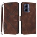 For Realme C33 2022 Global/2023 Global Line Pattern Skin Feel Leather Phone Case(Coffee)
